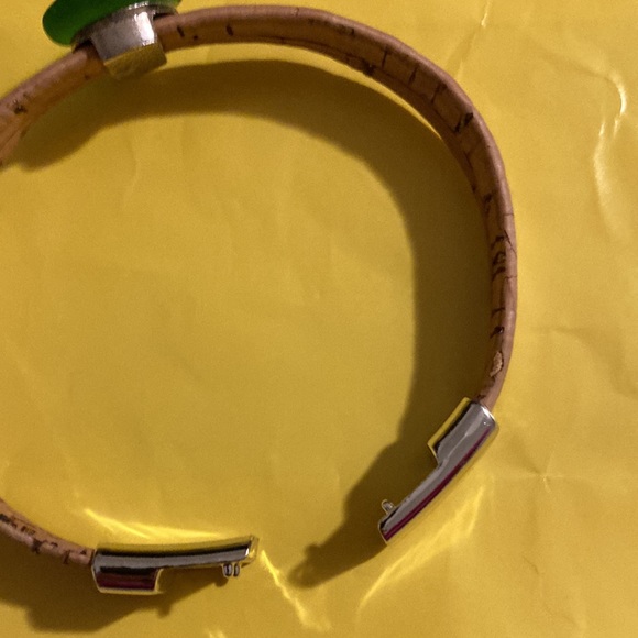 Handmade Cork Bracelet with Sea-Glass Charm and Magnetic Fasten - Picture 4 of 5